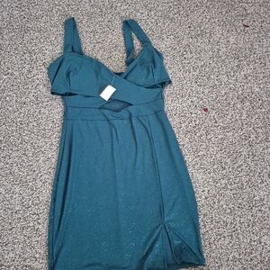 Teal Sparkle Bodycon Dress